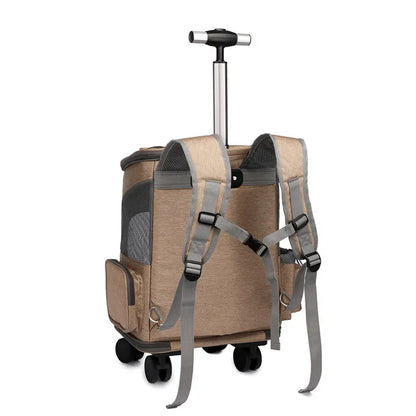 Portable Folding Trolley Pet Backpack Traveling Cat Backpack With Universal Wheel Trolley Pet Bag Marsel & Co.