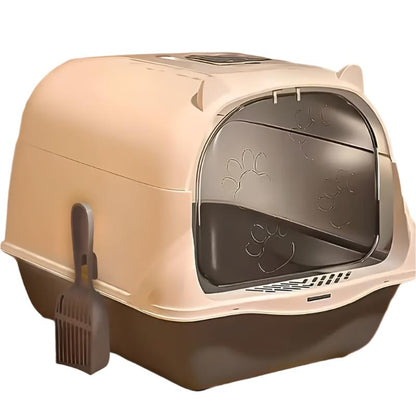 Enclosed Large Cat Litter Box with Scoop and Liner, Splash-proof and Odor-resistant, Rectangular Silicone + PP, Fully Covered Easy Clean Kitty Toilet Marsel & Co.