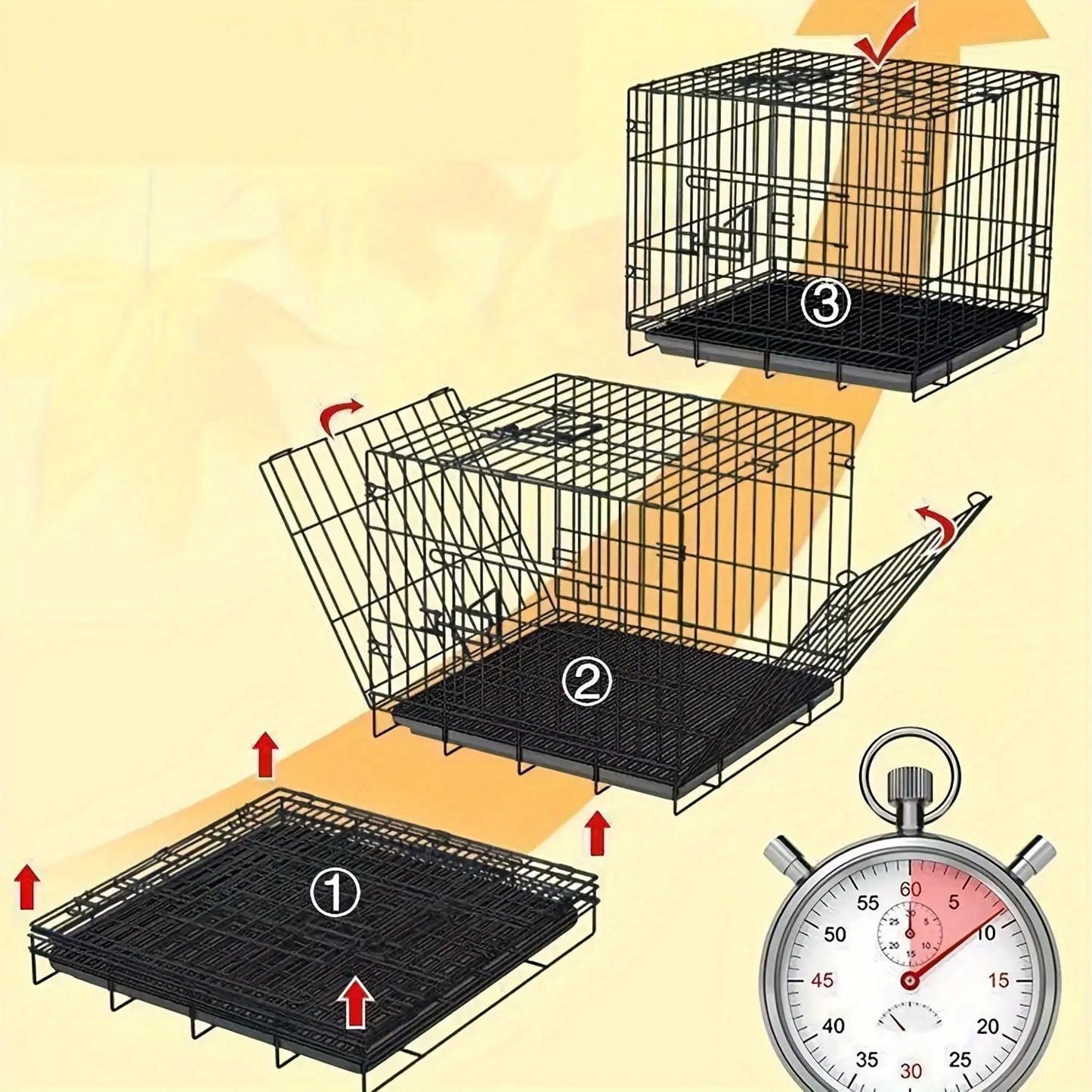 Portable Medium Iron Dog Cage with Partition & Tray - Ideal for Indoor Use, Travel-Friendly, Includes Free Floor Mat - Perfect for Small to Medium Breeds, Home & Outdoor Safety Marsel & Co.