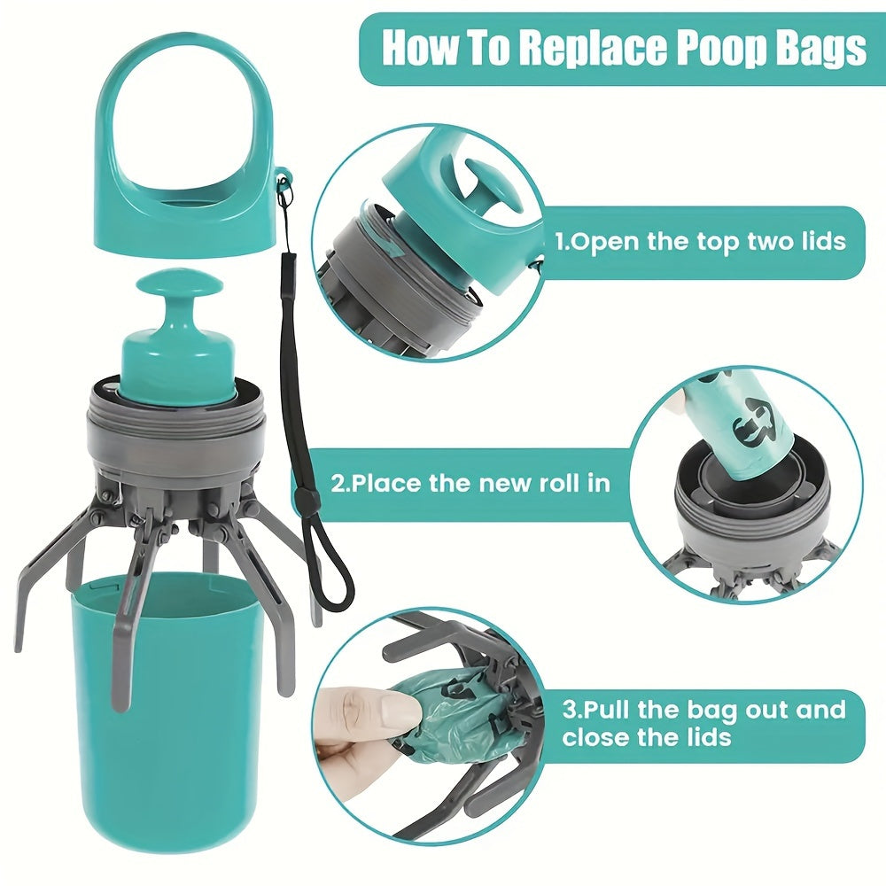 Portable Dog Poop Scooper with Built-In Waste Bag Dispenser - Stainless Steel & Plastic, Ideal for All Breeds Marsel & Co.