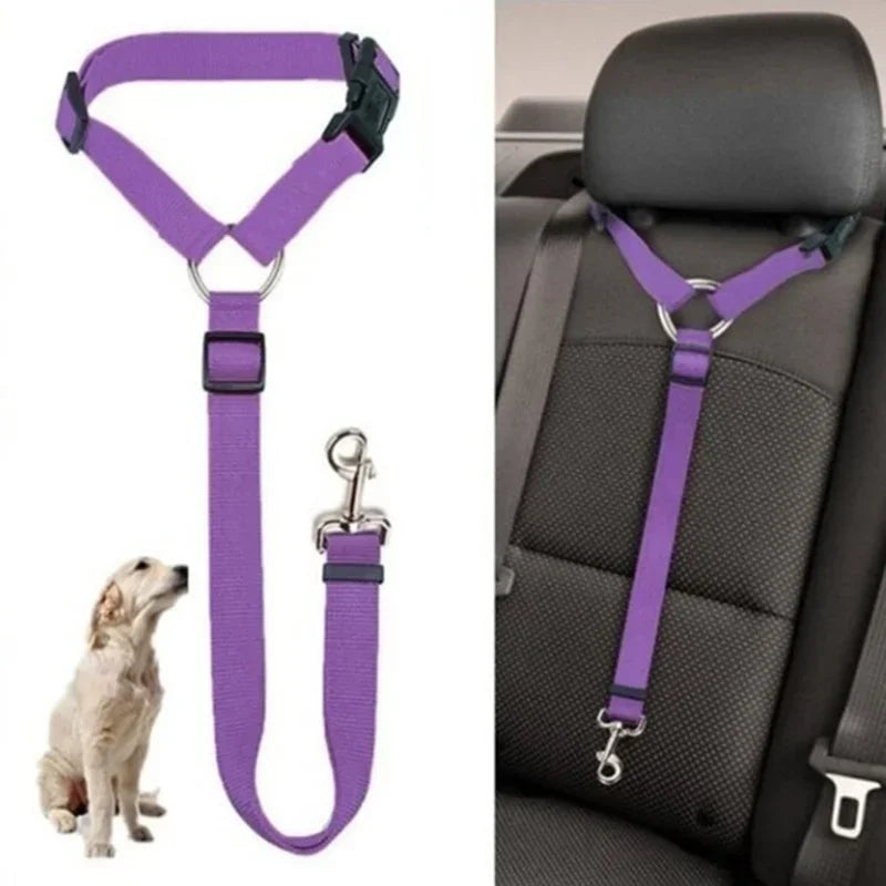 Solid Color Two-in-one Pet Car Seat Belt Nylon Lead Leash Backseat Safety Belt Adjustable Dogs Harness Collar Pet Accessories Marsel & Co.