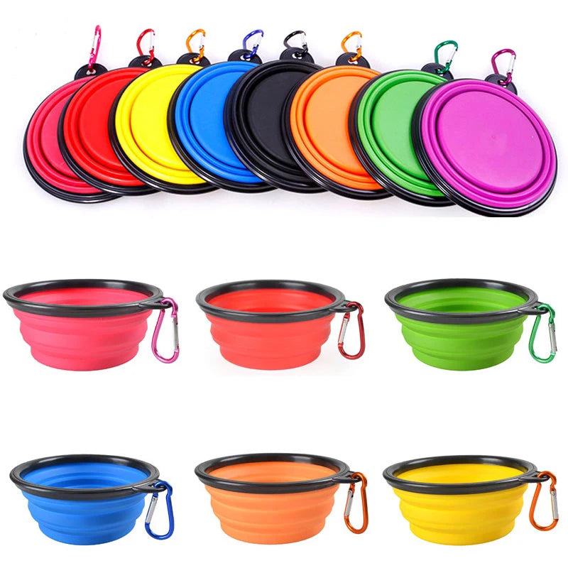 Portable Folding Silicone Dog Feeder Bowl - 2-in-1 Pet Dispenser for Outdoor Travel - Carabiner Included - Food and Water Container Marsel & Co.