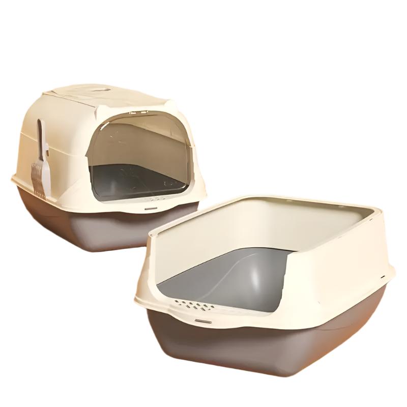 Enclosed Large Cat Litter Box with Scoop and Liner, Splash-proof and Odor-resistant, Rectangular Silicone + PP, Fully Covered Easy Clean Kitty Toilet Marsel & Co.