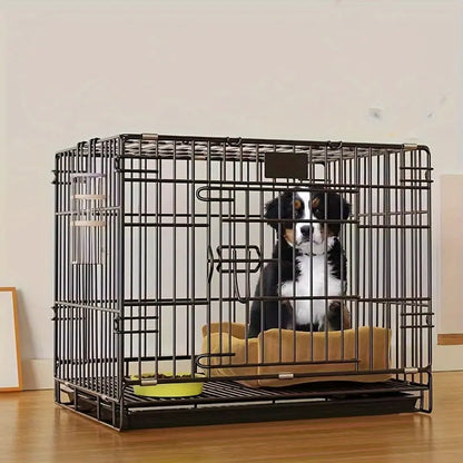 Portable Medium Iron Dog Cage with Partition & Tray - Ideal for Indoor Use, Travel-Friendly, Includes Free Floor Mat - Perfect for Small to Medium Breeds, Home & Outdoor Safety Marsel & Co.